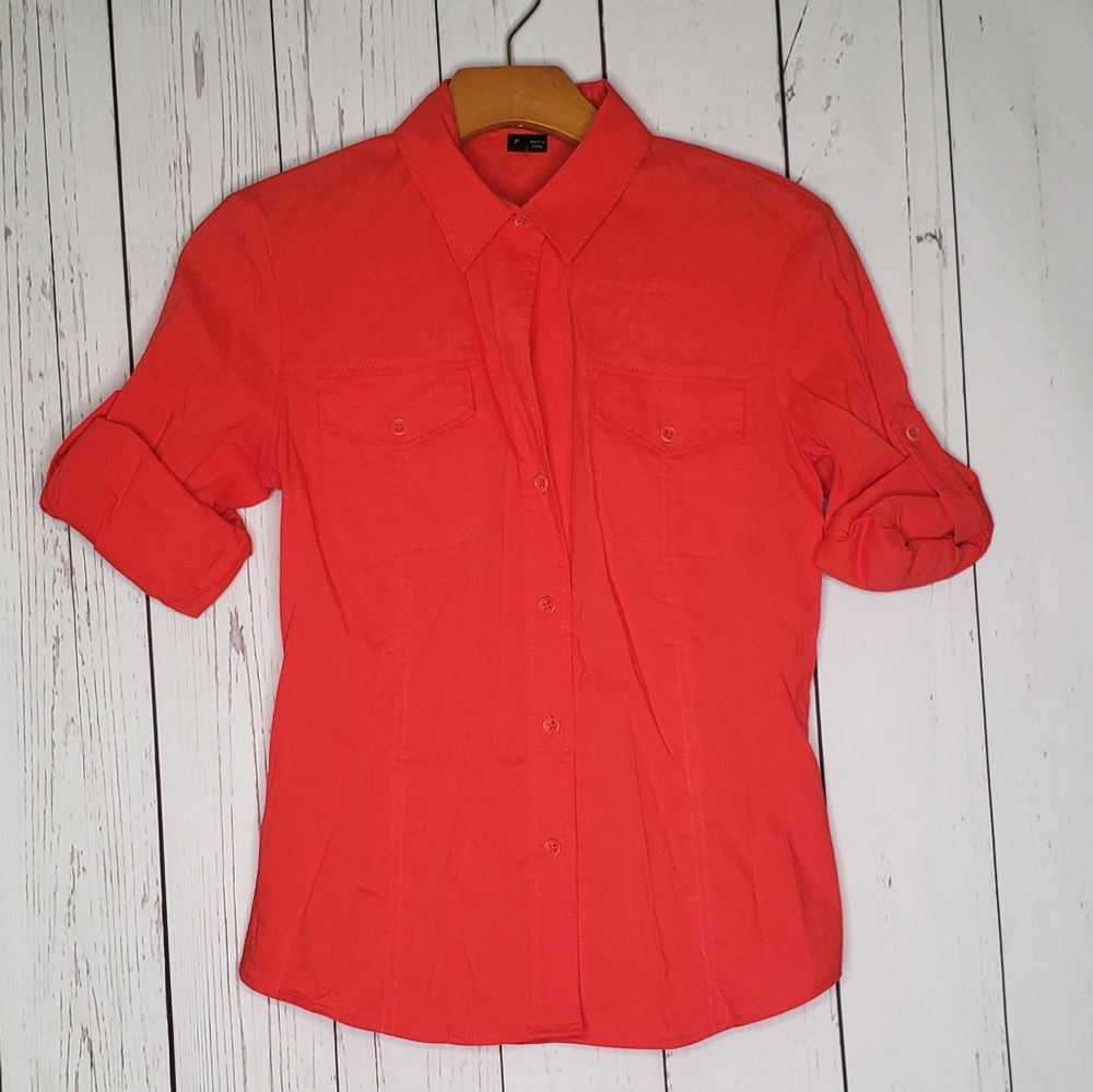 Theory Dervan Button Down Top Size P Linen Blend - image 1